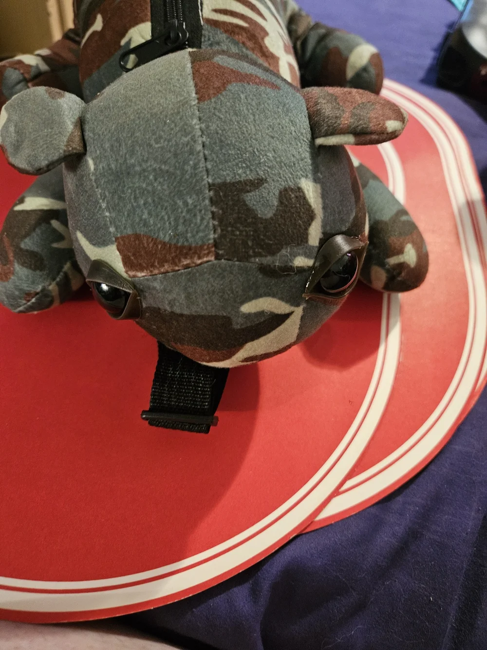 Camouflage Plush Dog Toy with Back Zipper Backpack